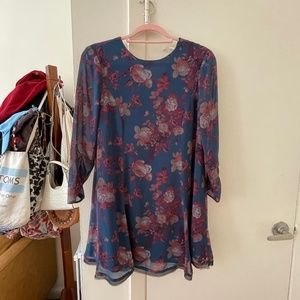 Urban Outfitters Blue Kimchi Floral Mini Dress